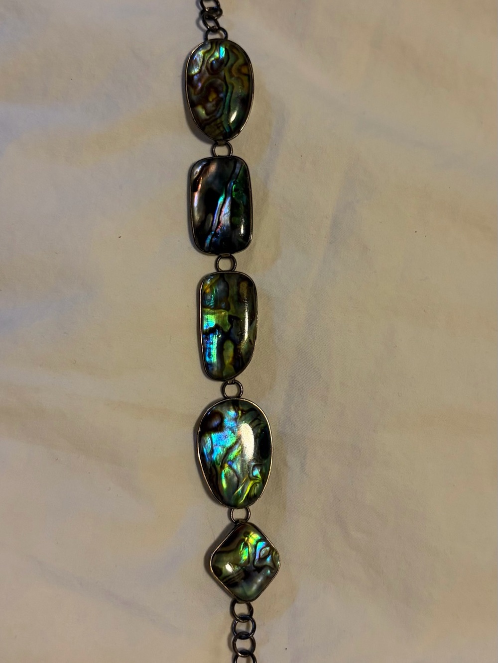 Abalone Shell Link Bracelet - Iridescent Green Blue